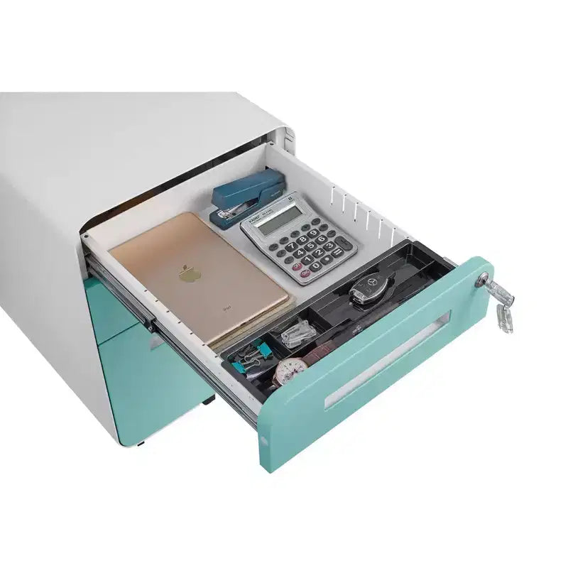 Classeur métallique sécurisé à 3 tiroirs avec serrure, livré entièrement assemblé, classeur mobile pour format A4/Lettre/Légal, à placer sous le bureau, 5 roulettes, mobile