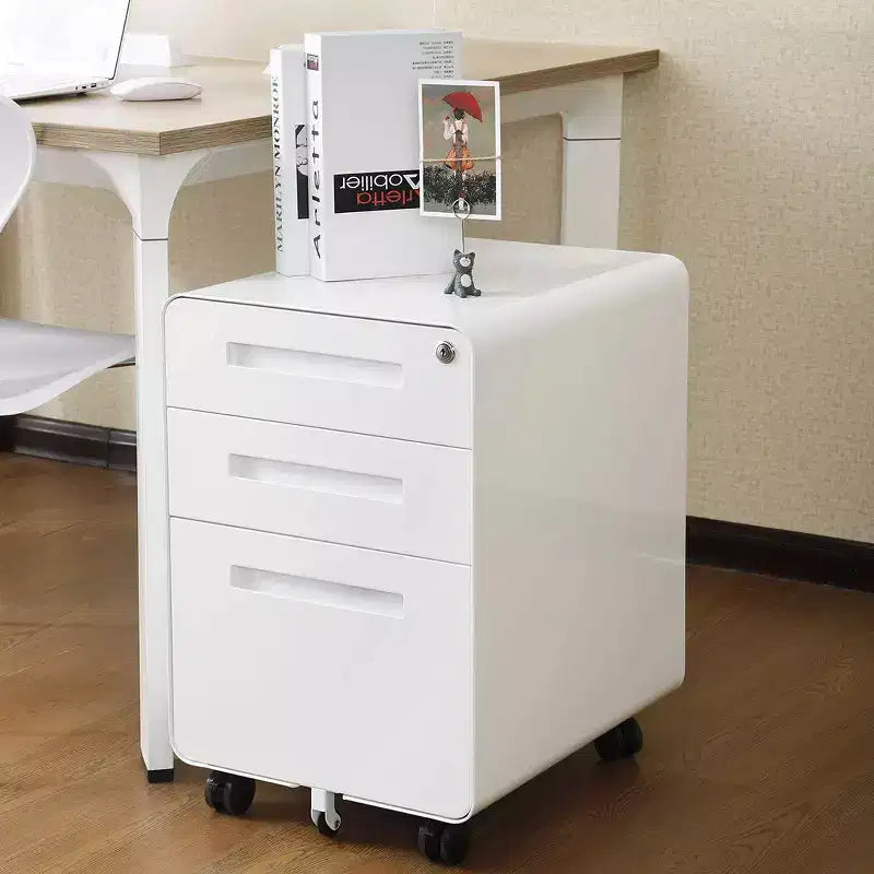 Classeur métallique sécurisé à 3 tiroirs avec serrure, livré entièrement assemblé, classeur mobile pour format A4/Lettre/Légal, à placer sous le bureau, 5 roulettes, mobile