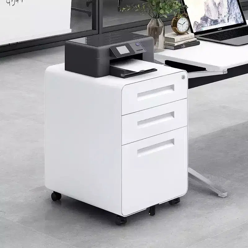 Classeur métallique sécurisé à 3 tiroirs avec serrure, livré entièrement assemblé, classeur mobile pour format A4/Lettre/Légal, à placer sous le bureau, 5 roulettes, mobile