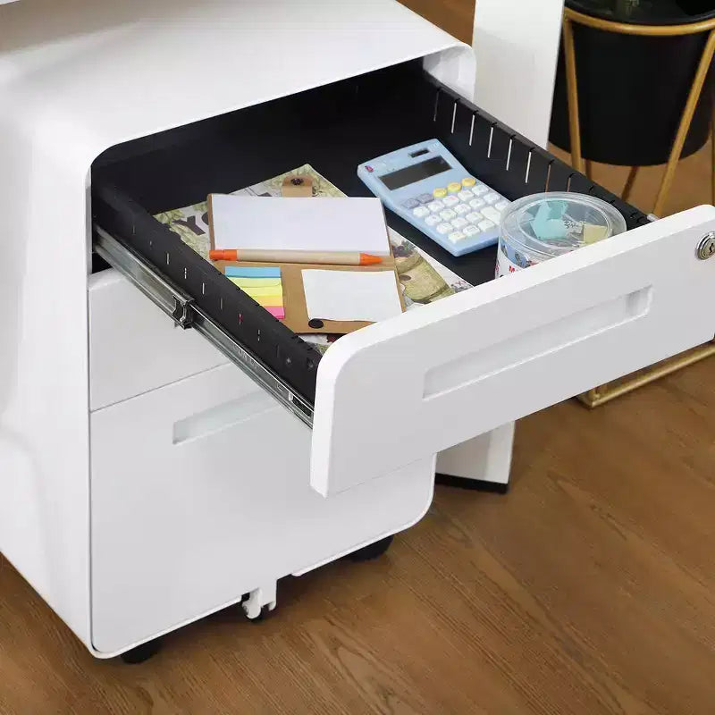 Classeur métallique sécurisé à 3 tiroirs avec serrure, livré entièrement assemblé, classeur mobile pour format A4/Lettre/Légal, à placer sous le bureau, 5 roulettes, mobile