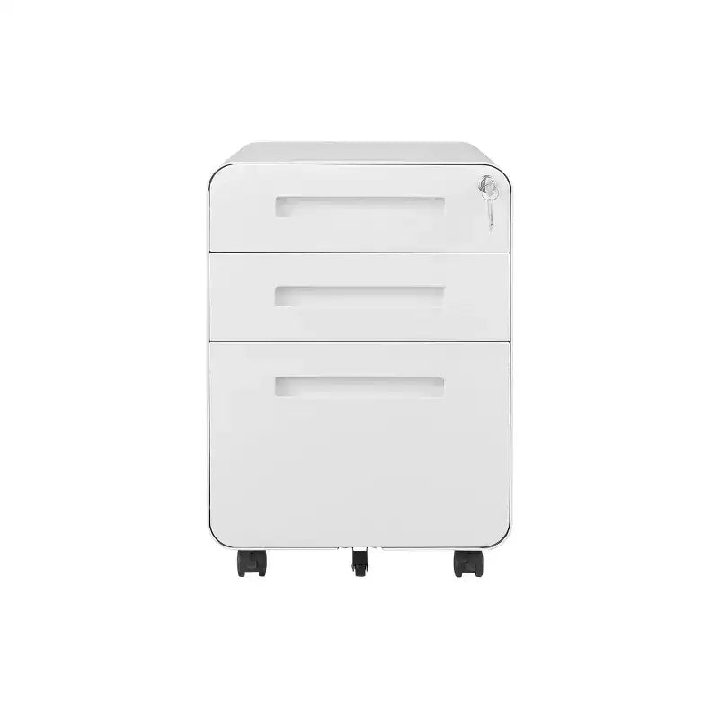 Classeur métallique sécurisé à 3 tiroirs avec serrure, livré entièrement assemblé, classeur mobile pour format A4/Lettre/Légal, à placer sous le bureau, 5 roulettes, mobile