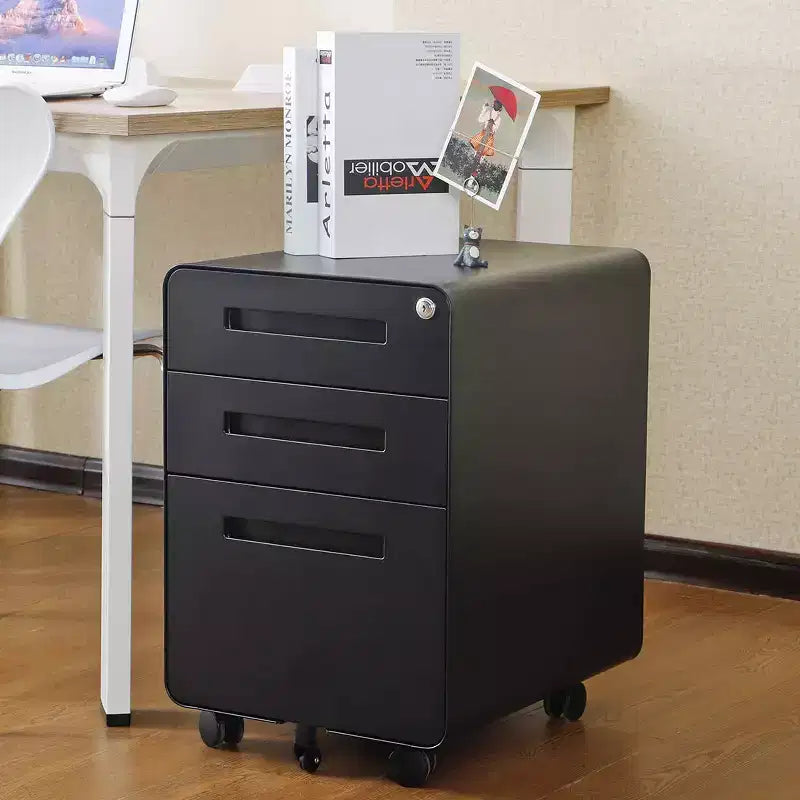 Classeur métallique sécurisé à 3 tiroirs avec serrure, livré entièrement assemblé, classeur mobile pour format A4/Lettre/Légal, à placer sous le bureau, 5 roulettes, mobile