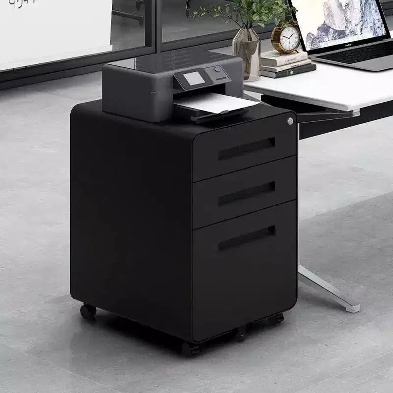 Classeur métallique sécurisé à 3 tiroirs avec serrure, livré entièrement assemblé, classeur mobile pour format A4/Lettre/Légal, à placer sous le bureau, 5 roulettes, mobile