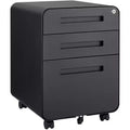 Secure 3-Drawer Metal File Cabinet with Lock  Fully Assembled Mobile Filing Cabinet for A4/Letter/Legal  Under Desk, 5 Wheels, Rolling