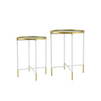 Set of 2 Mirrored Top Side Tables Accent Furniture