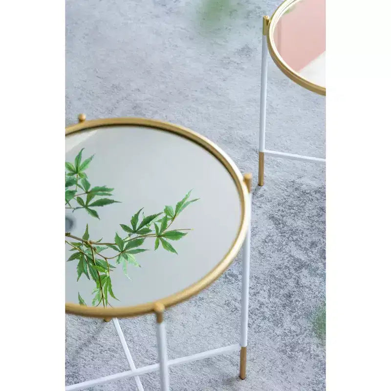 Lot de 2 tables d'appoint miroirs pour salon