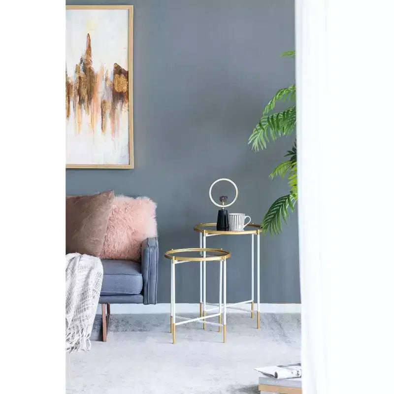 Lot de 2 tables d'appoint miroirs pour salon