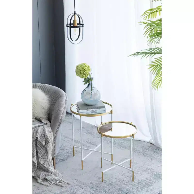 Lot de 2 tables d'appoint miroirs pour salon