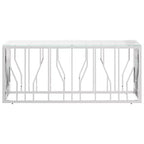 Table basse en acier inoxydable argenté, taille moyenne, style moderne