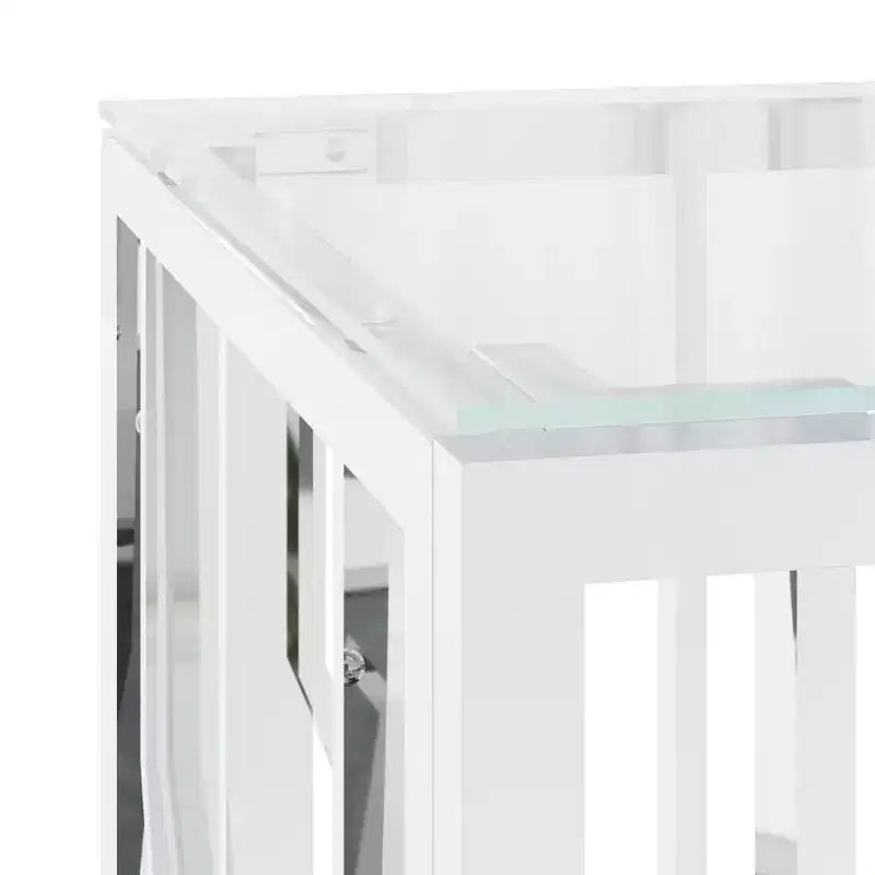 Table basse en acier inoxydable argenté, taille moyenne, style moderne