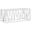 vidaXL Coffee Table Silver Stainless steel Medium Modern Coffee Table