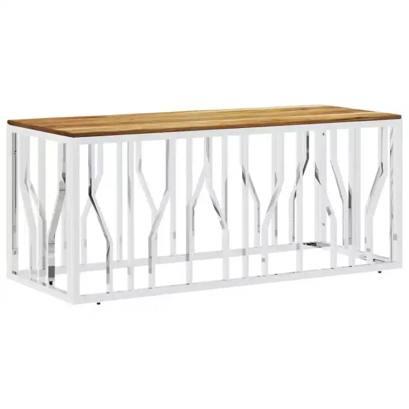 Table basse en acier inoxydable argenté, taille moyenne, style moderne