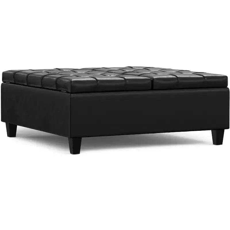 Pouf de rangement table basse carrée large 40 po Elliot