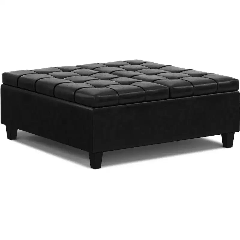 Pouf de rangement table basse carrée large 40 po Elliot