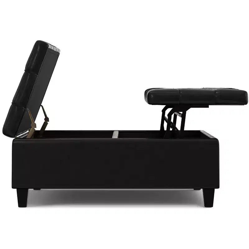 Pouf de rangement table basse carrée large 40 po Elliot