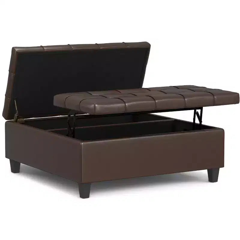 Elliot 40 inch Wide Large Square Coffee Table Storage Ottoman