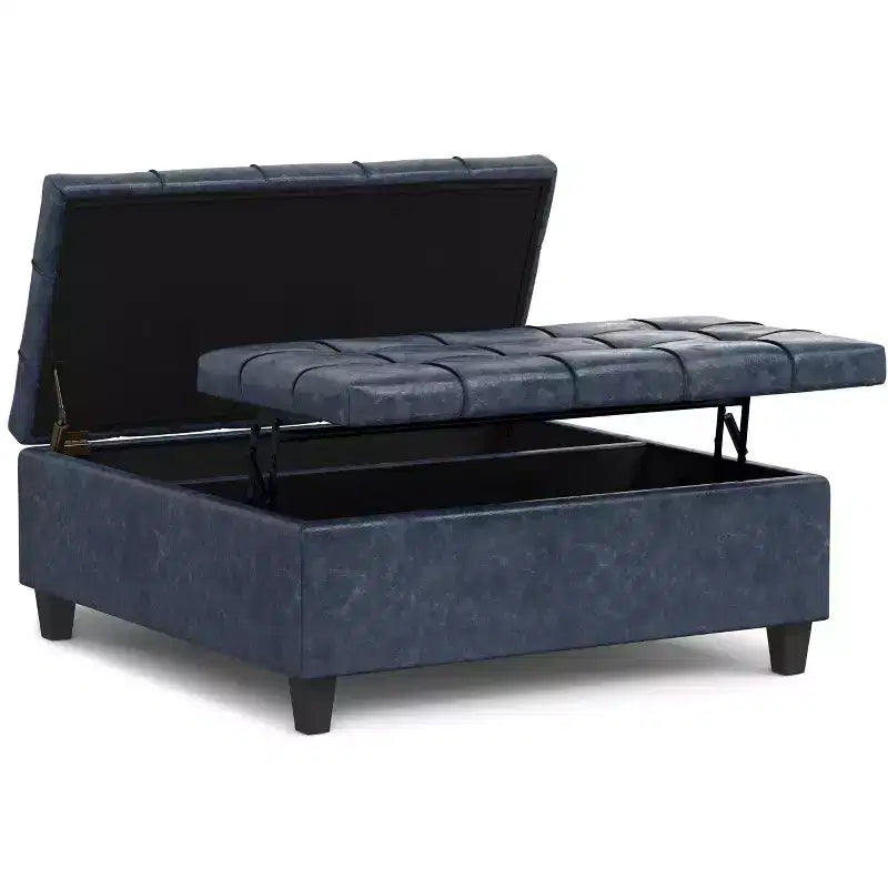 Pouf de rangement table basse carrée large 40 po Elliot