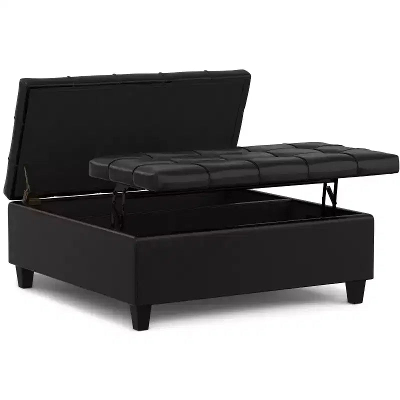 Pouf de rangement table basse carrée large 40 po Elliot