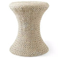 Casafield Hourglass Accent Table - Whitewash White, Water Hyacinth Side Table, Woven Boho Wicker End Table for Living Room, Bedroom, Entryway