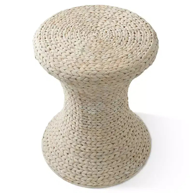 Table d'appoint - Blanc blanchi, table d'appoint en jacinthe d'eau, table d'appoint tressée bohème en osier pour salon, chambre, entrée