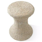Table d'appoint - Blanc blanchi, table d'appoint en jacinthe d'eau, table d'appoint tressée bohème en osier pour salon, chambre, entrée