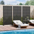 MAYEERTY Benjamin Wide-Narrow A Louvered Black Galvanized Steel Room Divider, 72x35x16, 6-Piece Double-Sided Home Screen