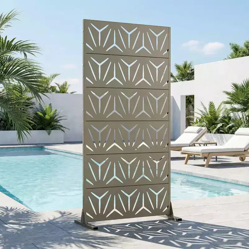 Séparateur de pièce en acier galvanisé Olive Gray, 72x35x16, Écran d'intimité pour patio de maison (6)
