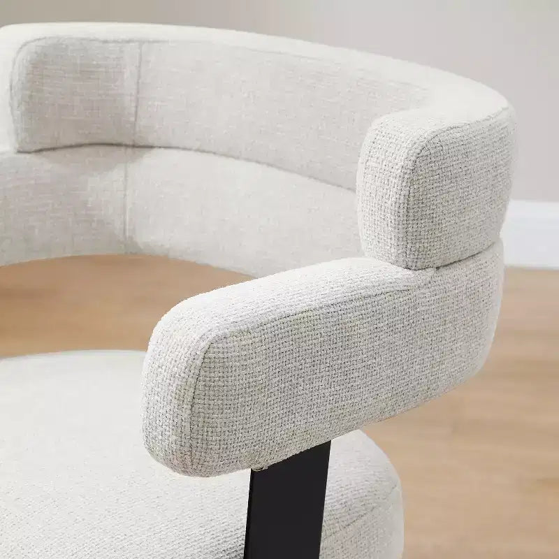 Chaise de bureau sans roulettes, chaise pivotante avec accoudoirs de style moderne du milieu du siècle, chaise d'appoint en tissu rembourré avec pieds en bois de chêne