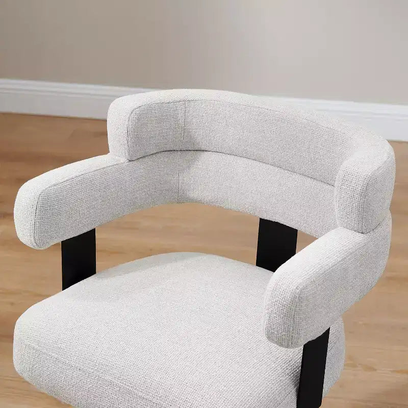 Chaise de bureau sans roulettes, chaise pivotante avec accoudoirs de style moderne du milieu du siècle, chaise d'appoint en tissu rembourré avec pieds en bois de chêne