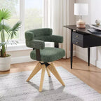 Chaise de bureau sans roulettes, chaise pivotante avec accoudoirs de style moderne du milieu du siècle, chaise d'appoint en tissu rembourré avec pieds en bois de chêne