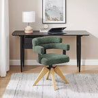 Chaise de bureau sans roulettes, chaise pivotante avec accoudoirs de style moderne du milieu du siècle, chaise d'appoint en tissu rembourré avec pieds en bois de chêne