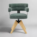 Art Leon Desk Chair No Wheels, Mid Century Modern Swivel Arm Chair, Fabric Upholstered Side Chair with Oak Wood Legs
