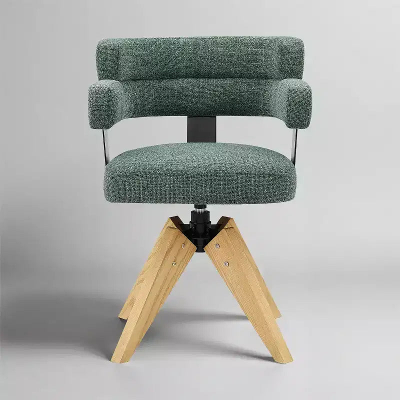 Art Leon Desk Chair No Wheels, Mid Century Modern Swivel Arm Chair, Fabric Upholstered Side Chair with Oak Wood Legs