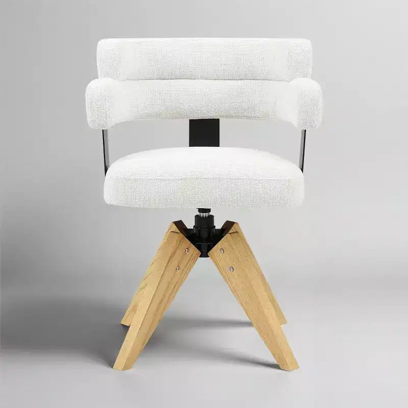 Chaise de bureau sans roulettes, chaise pivotante avec accoudoirs de style moderne du milieu du siècle, chaise d'appoint en tissu rembourré avec pieds en bois de chêne