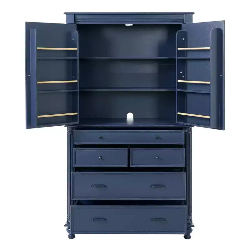 Meuble de rangement autoportant pour cuisine de 196,3 cm de haut avec 6 portes, 5 tiroirs et étagères réglables