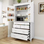 Meuble de rangement autoportant pour cuisine de 196,3 cm de haut avec 6 portes, 5 tiroirs et étagères réglables