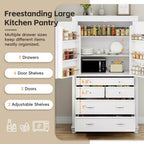 Meuble de rangement autoportant pour cuisine de 196,3 cm de haut avec 6 portes, 5 tiroirs et étagères réglables