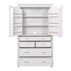 Meuble de rangement autoportant pour cuisine de 196,3 cm de haut avec 6 portes, 5 tiroirs et étagères réglables