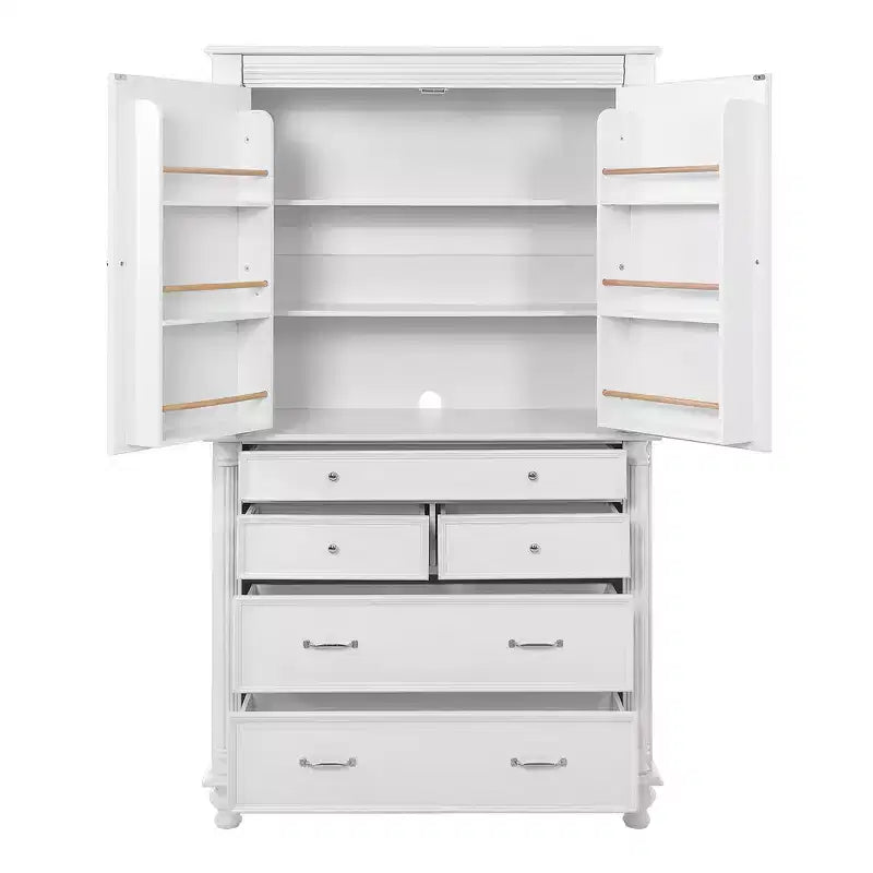 Meuble de rangement autoportant pour cuisine de 196,3 cm de haut avec 6 portes, 5 tiroirs et étagères réglables