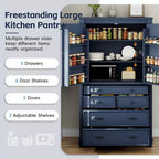 Meuble de rangement autoportant pour cuisine de 196,3 cm de haut avec 6 portes, 5 tiroirs et étagères réglables