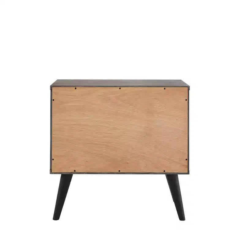 Table de chevet 2 tiroirs pieds noirs Mid-Century Modern - Gris/Noir - iNSPIRE Q