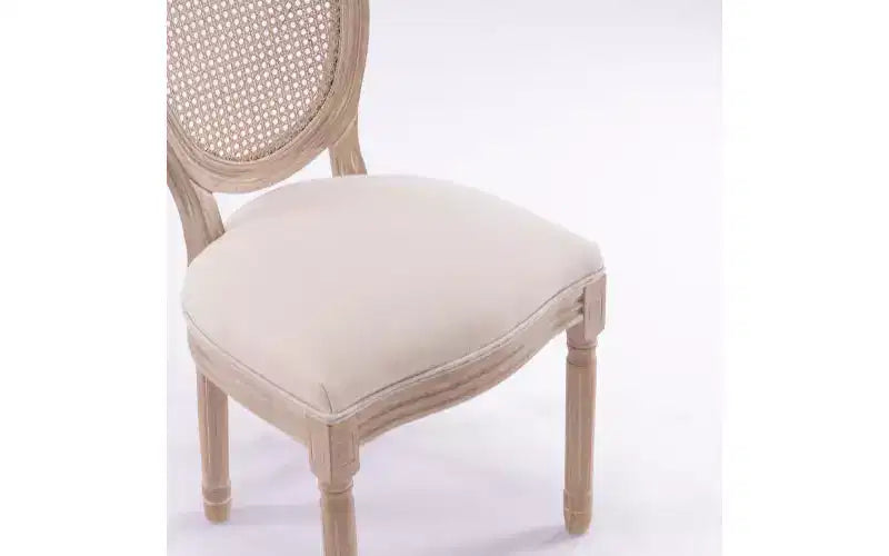 Lot de 2 chaises de salle à manger tapissées en lin de style français pour cuisine et salle à manger