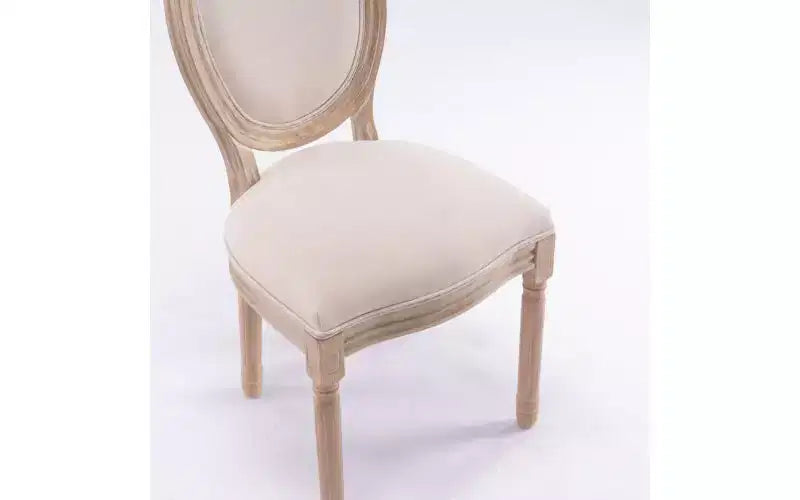 Lot de 2 chaises de salle à manger tapissées en lin de style français pour cuisine et salle à manger