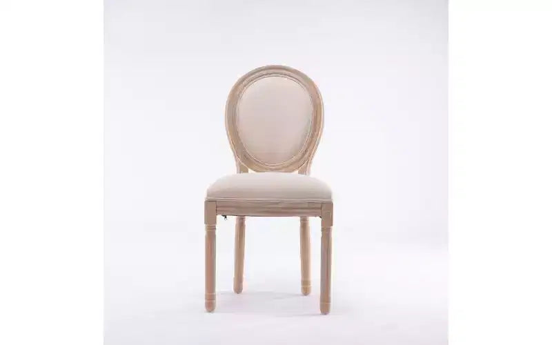 Lot de 2 chaises de salle à manger tapissées en lin de style français pour cuisine et salle à manger