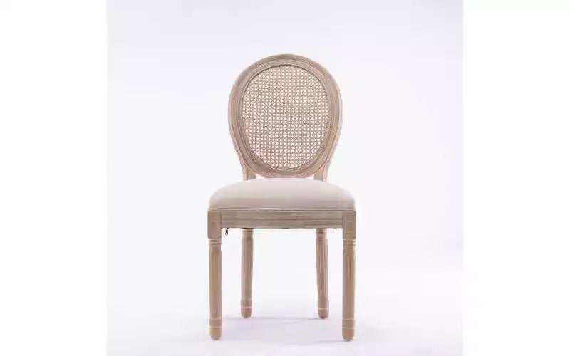 Lot de 2 chaises de salle à manger tapissées en lin de style français pour cuisine et salle à manger