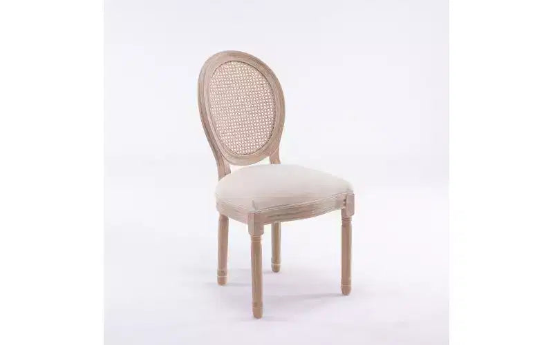 Lot de 2 chaises de salle à manger tapissées en lin de style français pour cuisine et salle à manger