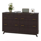 Commode à 7 tiroirs cannelés de 54 po de large, commode moderne en bois courbé avec rangement sur le dessus
