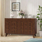 COZONY 54 Wide 9 Drawer Dresser, Modern Wooden Chest with Fluted Wave Design and Metal Handles
