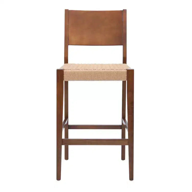 Lot de 2 tabourets de bar Clara 73,5 cm en jonc de mer tressé avec finition bois marron