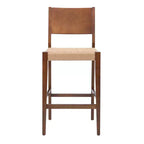 Lot de 2 tabourets de bar Clara 73,5 cm en jonc de mer tressé avec finition bois marron